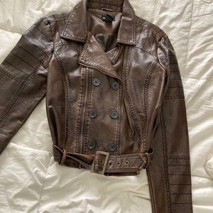 Brown leather jacket